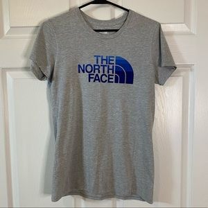 NORTH FACE• Women’s Gray T-shirt with Blue Logo Size - Small